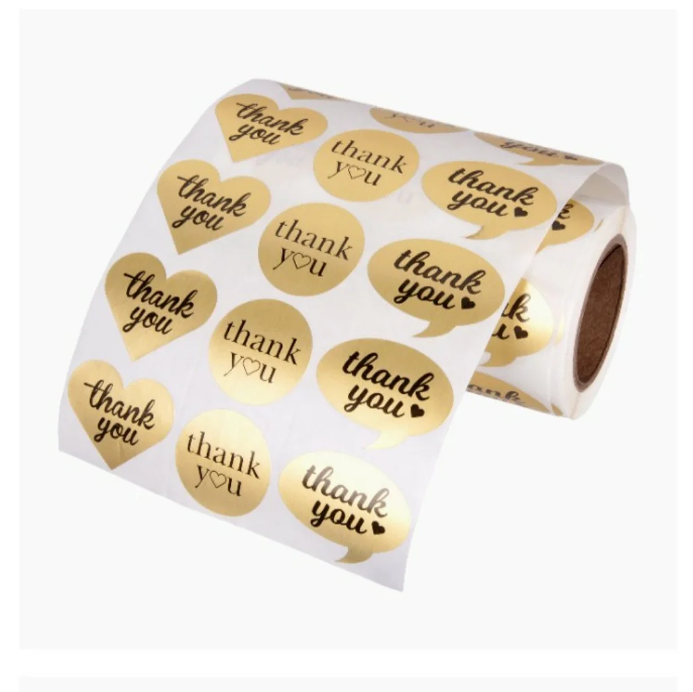 100 Stickers Thank you stickers 1.5 inch polished sheen foil look!
